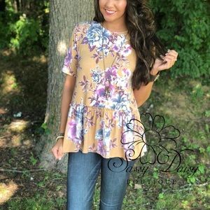 Small Mustard Floral Boutique Top